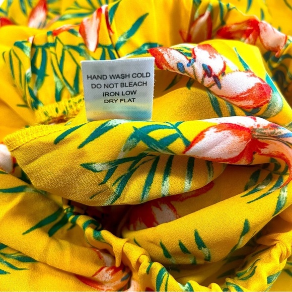 IRIS Women’s Large Hi-Low Skort Set with V-Neck Tie Crop Blouse Yellow Floral - Picture 16 of 16